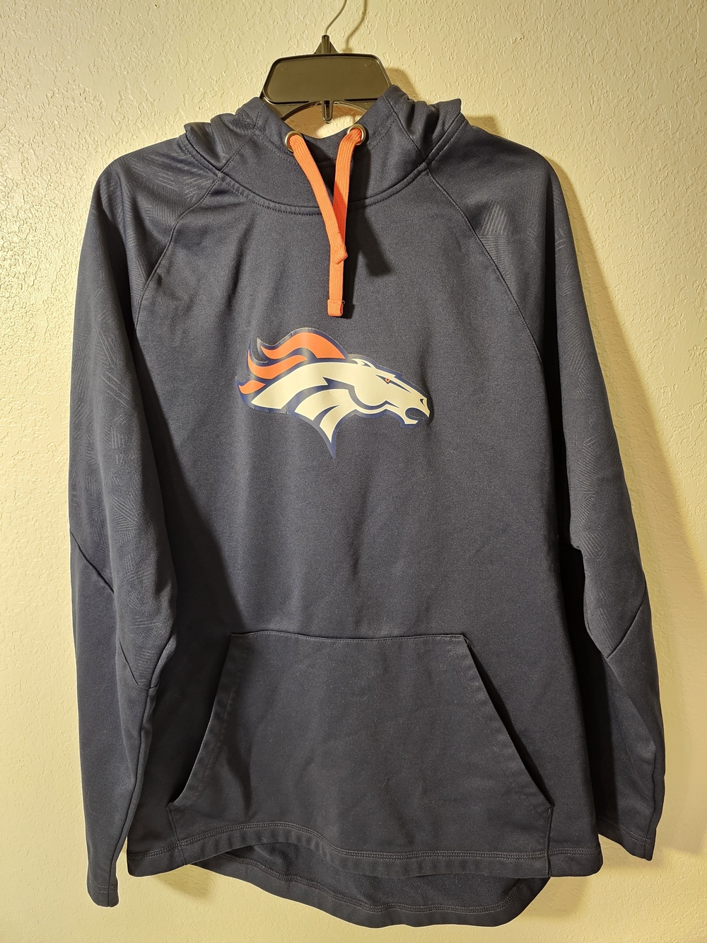 Fanatics Navy Hoodie with Orange Drawcords and Team Logo